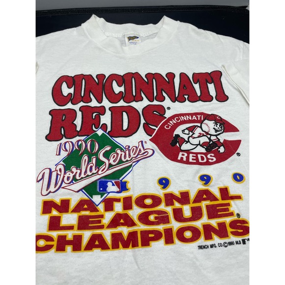 Vintage Trench Cincinnati Reds Size L 1990s World Series Single Stitch T-Shirt - Picture 3 of 9